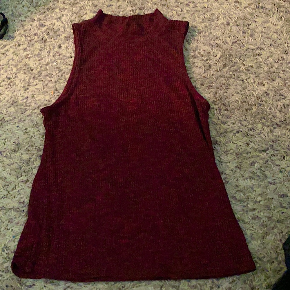 High neck, Burgundy, sleeveless crop top